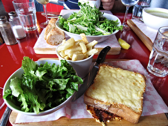 Louise had a Croque-Monsieur with Greens and French Fries. Excellent!